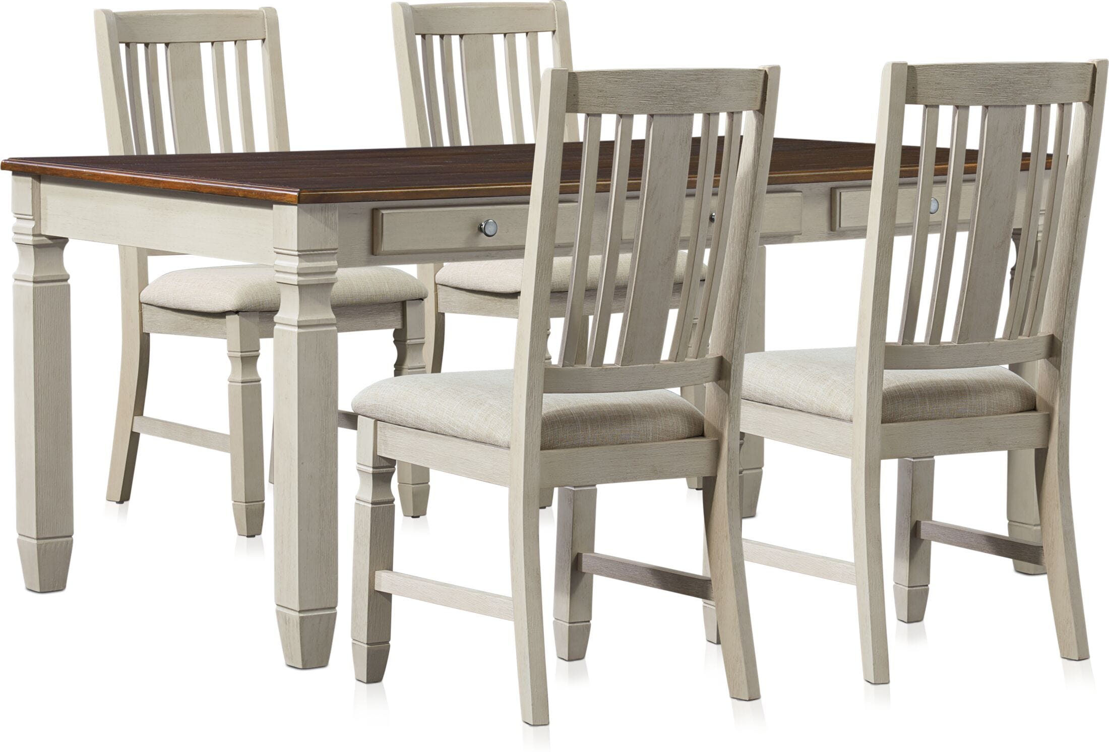 Glendale Dining Table and 4 Chairs White American Signature Furniture