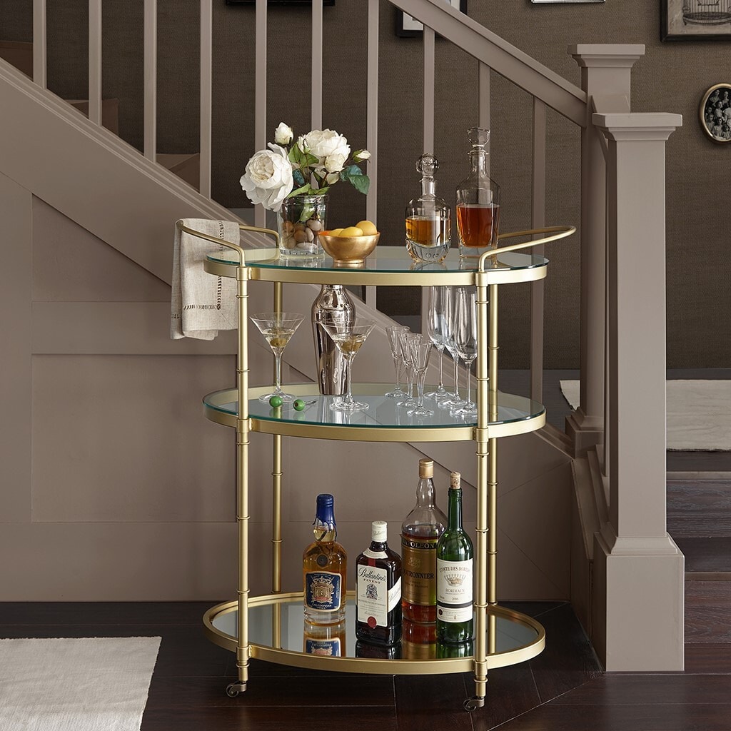 Bar cart with 2024 wine rack gold