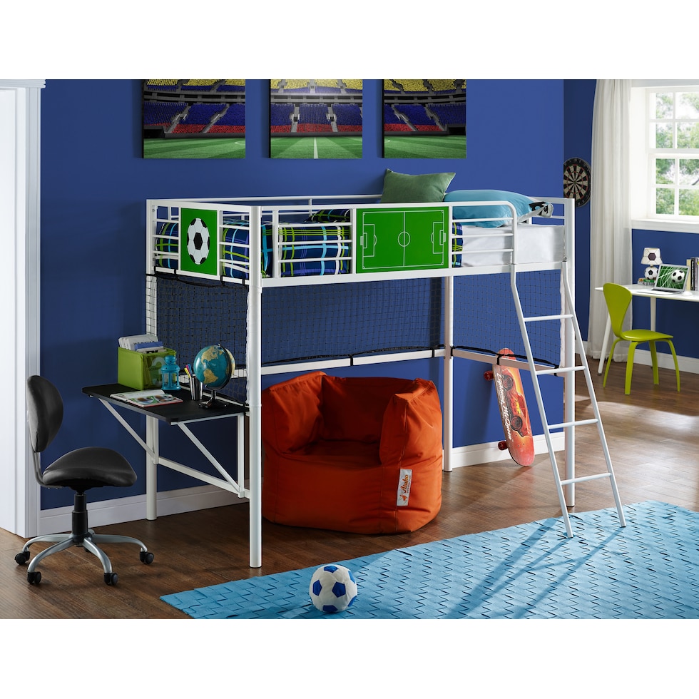 goalkeeper white loft bed   