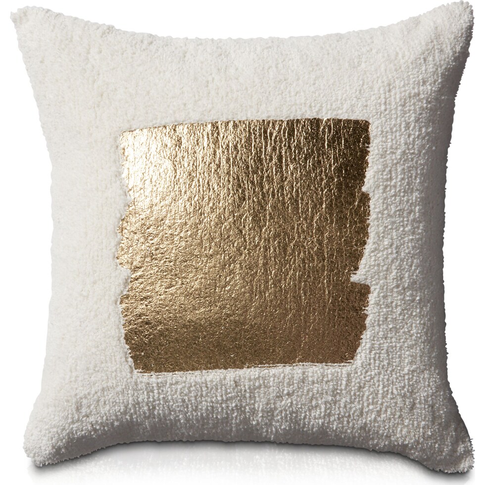 gold block white accent pillow   
