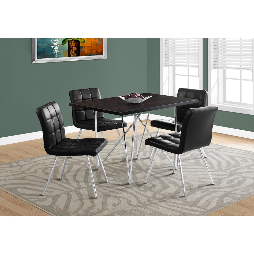 golda brown chrome dining table   