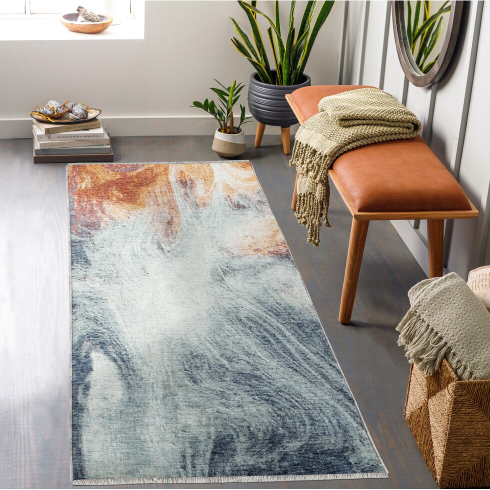 golightly blue orange area rug  x    