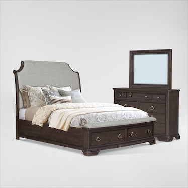 Grace 5-Piece Storage Bedroom Set with Dresser and Mirror