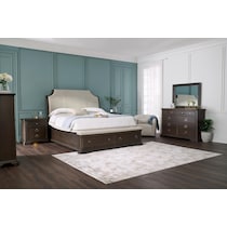 grace bedroom dark brown dresser and mirror   