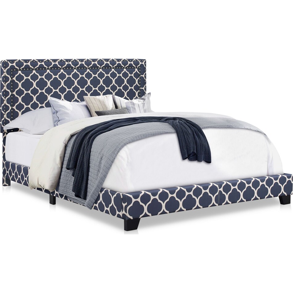 grace blue queen upholstered bed   
