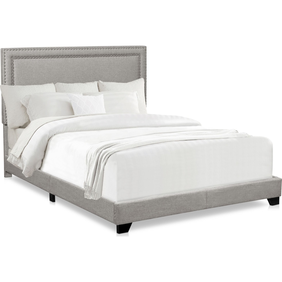 grace gray king upholstered bed   