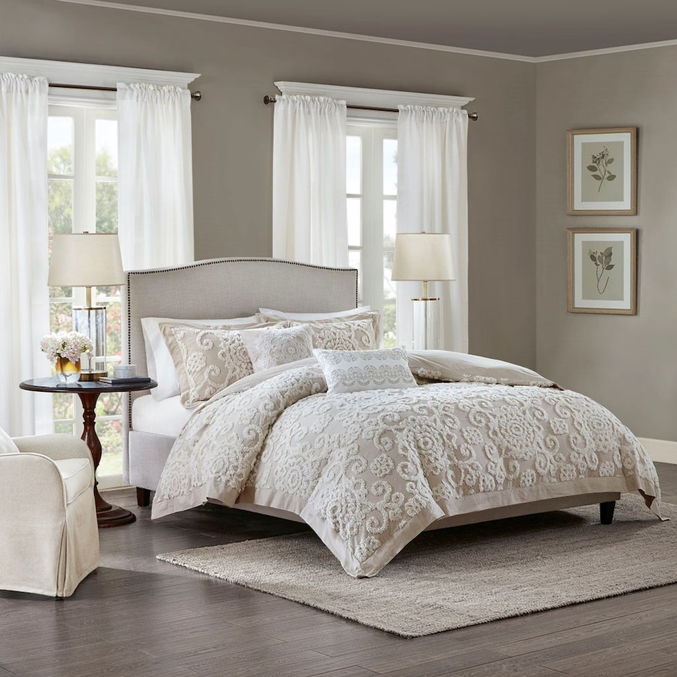 grace light brown full queen bedding set   