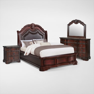 Gramercy Park 6-Piece Bedroom Set with Nightstand, Dresser and Mirror