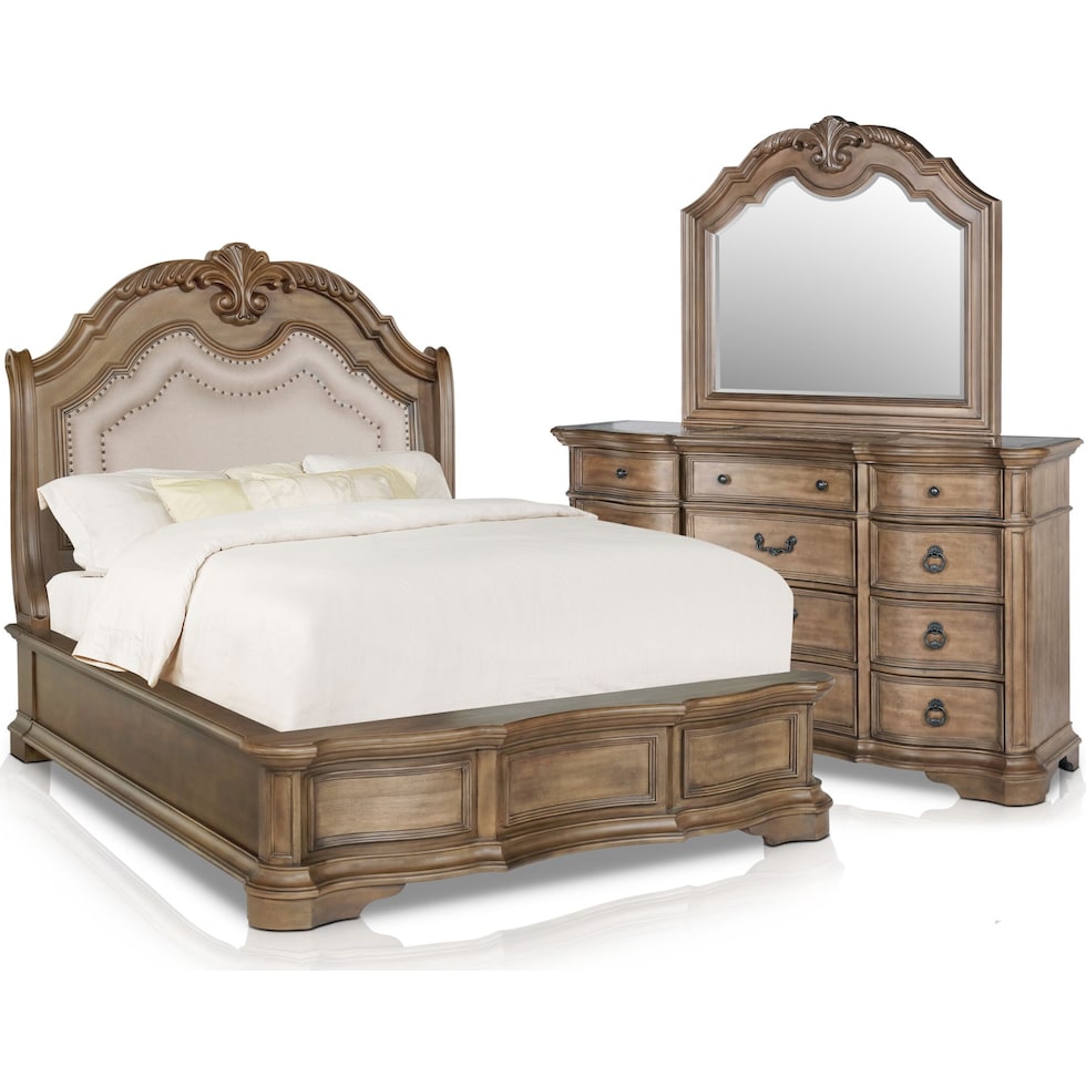gramercy park light brown  pc queen bedroom   