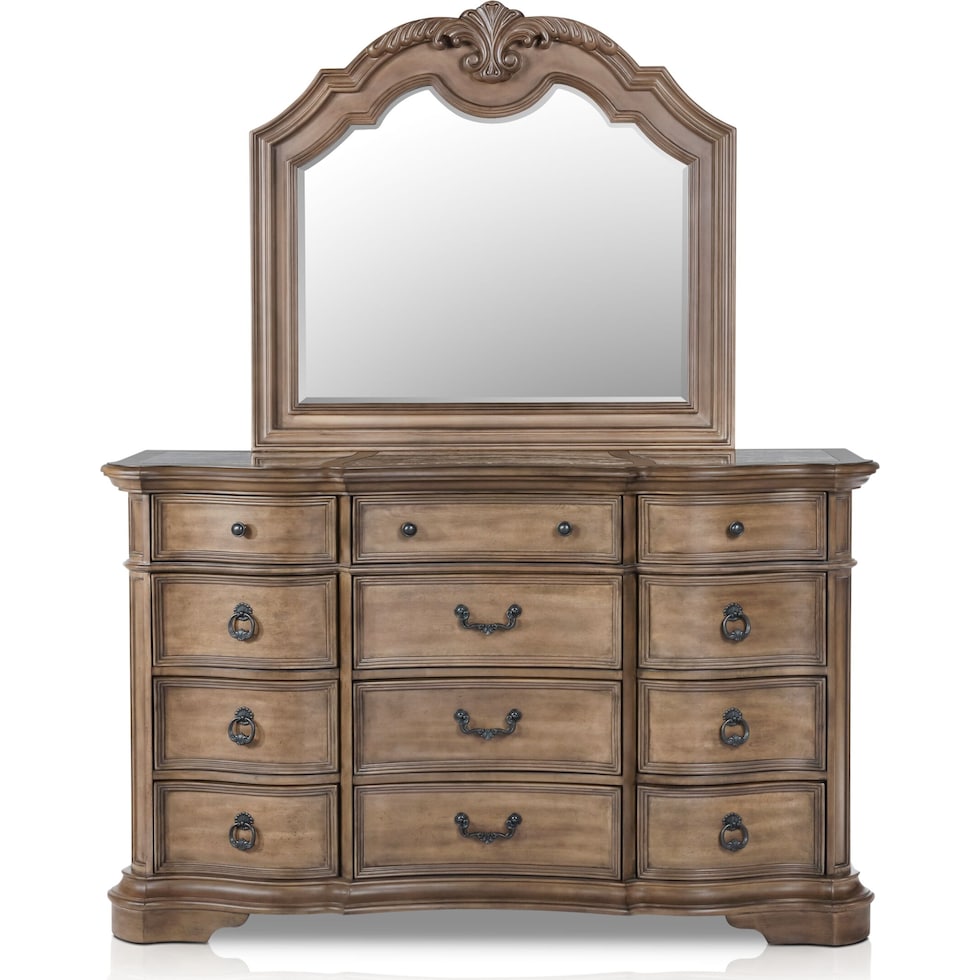 gramercy park light brown dresser and mirror   