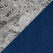 Artemis Marble Counter-Height Dining Table and 6 Upholstered Stools - Gray Marble/Blue
