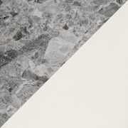 Artemis Marble Dining Table and 6 Upholstered Dining Chairs - Gray Marble/White