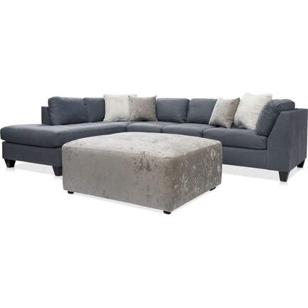 Josie 2-Piece Sectional with Left-Facing Chaise and Ottoman - Charcoal