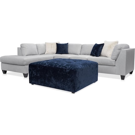 Josie 2-Piece Sectional with Left-Facing Chaise and Ottoman - Light Gray