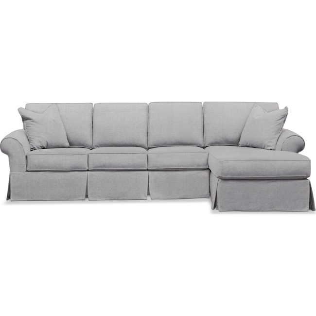 Living Room Furniture - Sawyer 2-Piece Slipcover Sectional with Left-Facing Sofa and Right-Facing Chaise - Gray