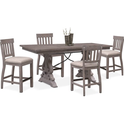 Charthouse Counter-Height Dining Table and 4 Stools - Gray
