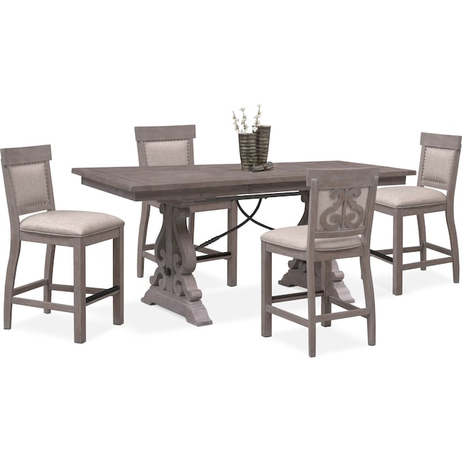 Dining Room Furniture - Charthouse Counter-Height Dining Table and 4 Upholstered Stools