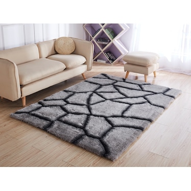 Crush Area Rug - Gray/Black