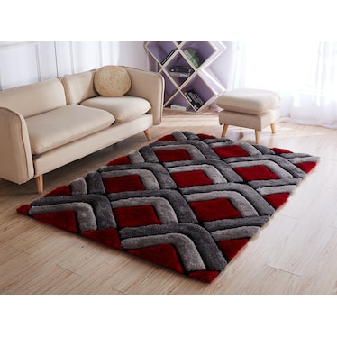 Mac 5' x 7' Area Rug - Gray/Red