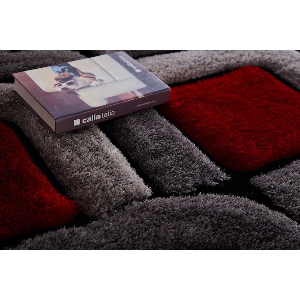 gray red area rug  x    