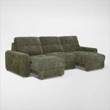 Grayson 3-Piece Power Extendable Sofa with Console - Green