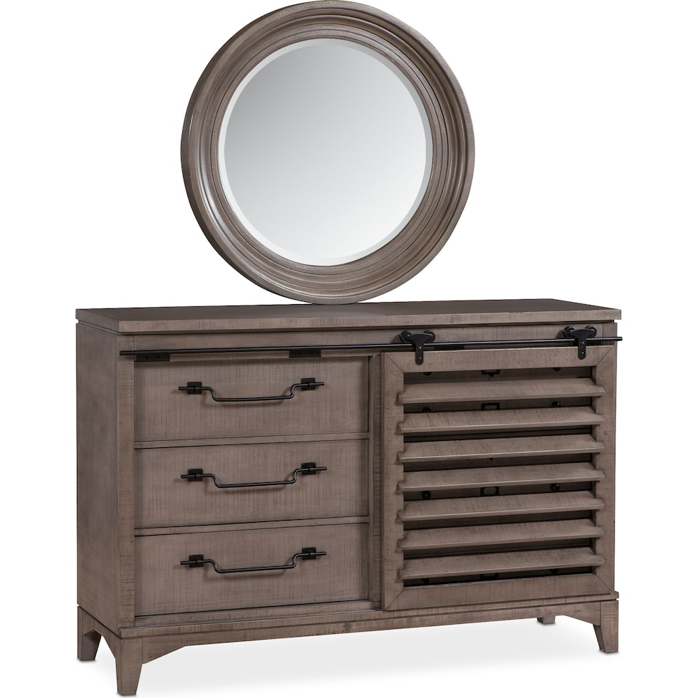 gristmill bedroom gray dresser & mirror   