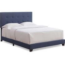hadley blue queen upholstered bed   