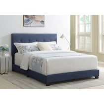 hadley blue queen upholstered bed   