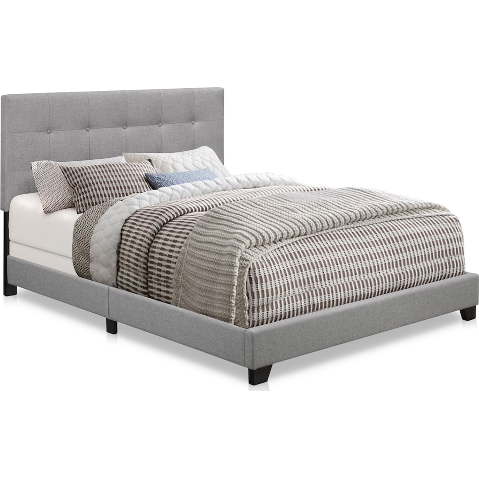 hadley gray queen upholstered bed   