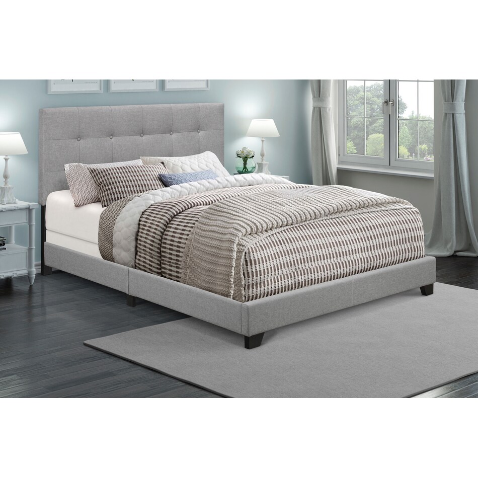 hadley gray queen upholstered bed   