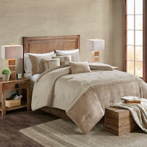 haisley light brown full queen bedding set   