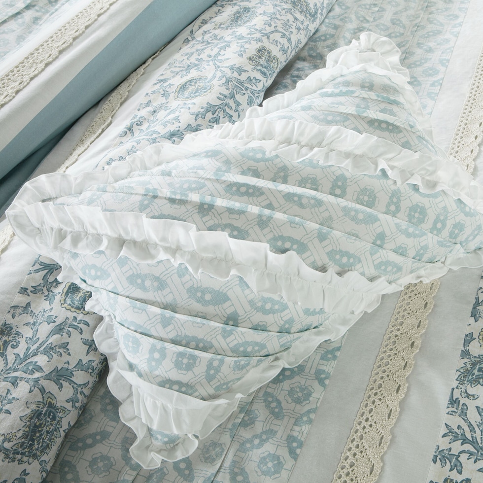 hali blue full queen bedding set   