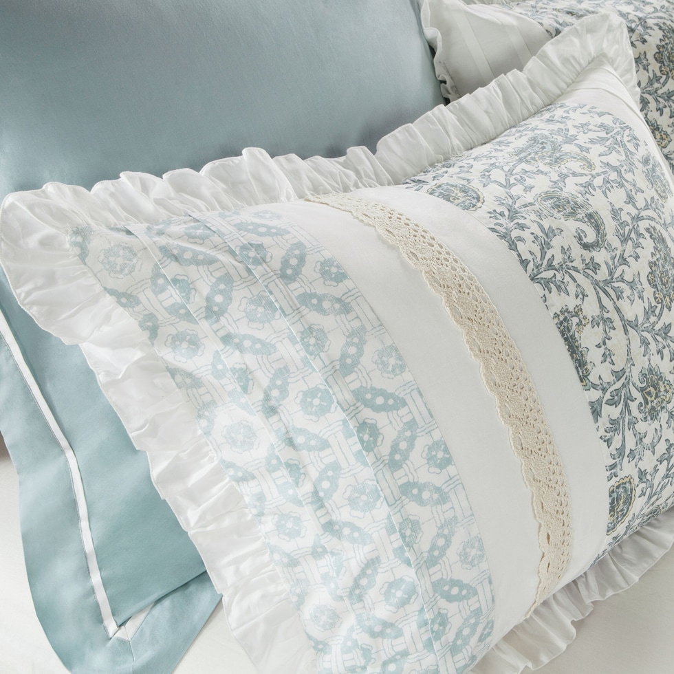 hali blue full queen bedding set   