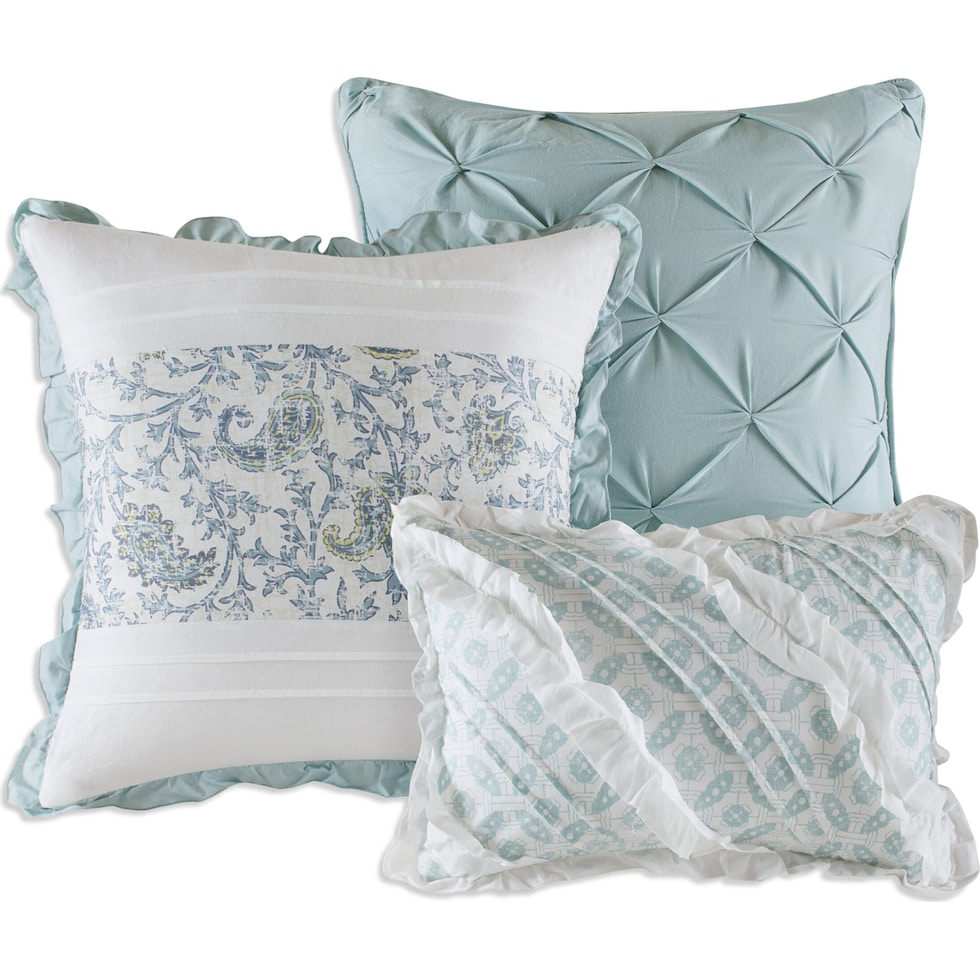 hali blue full queen bedding set   