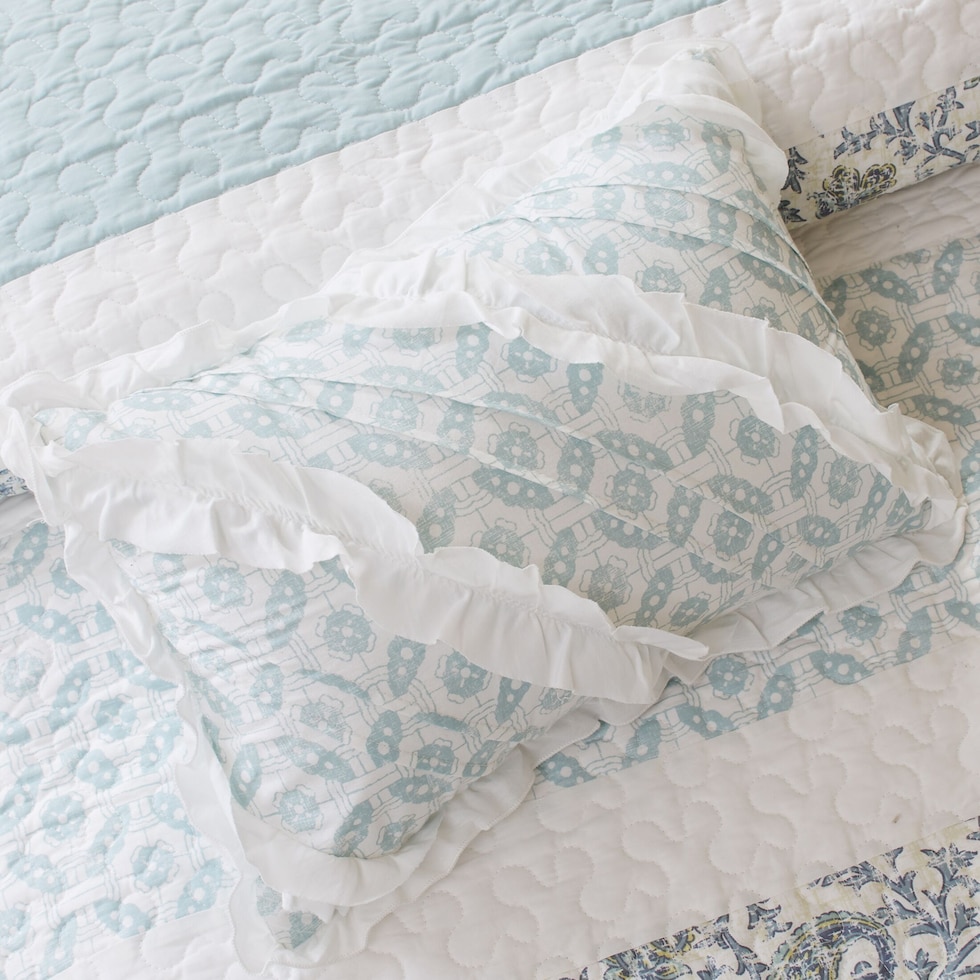 hali blue full queen bedding set   