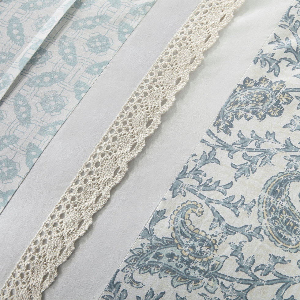 hali blue queen bedding set   