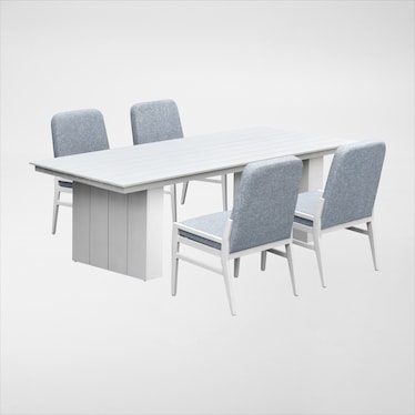 Halifax Outdoor Dining Table and 4 Upholstered Chairs