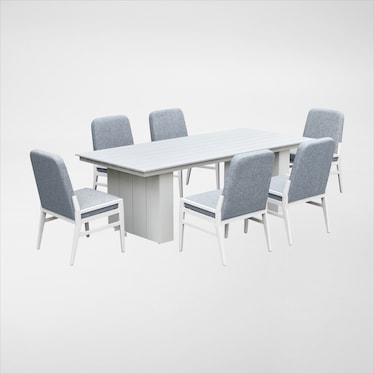 Halifax Outdoor Dining Table and 6 Upholstered Chairs