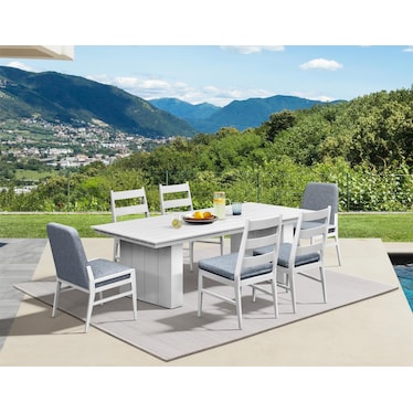 Halifax Outdoor Dining Table, 4 Panel and 2 Upholstered Chairs