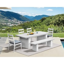 halifax white outdoor dining bench   