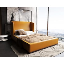 halle light brown queen bed   