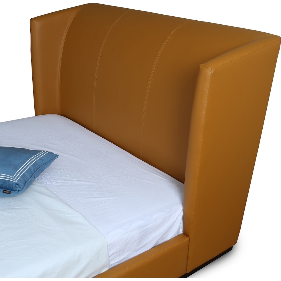 halle light brown queen bed   