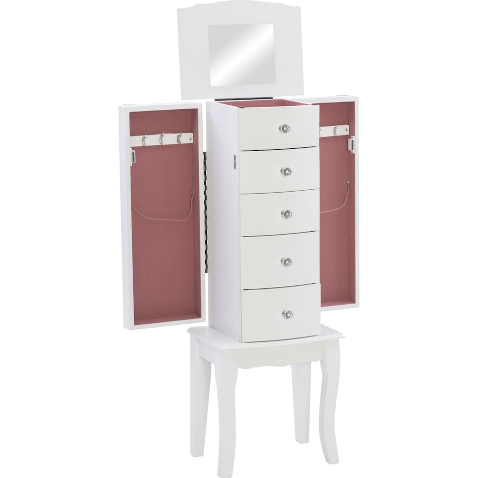 hallie white jewelry armoire   