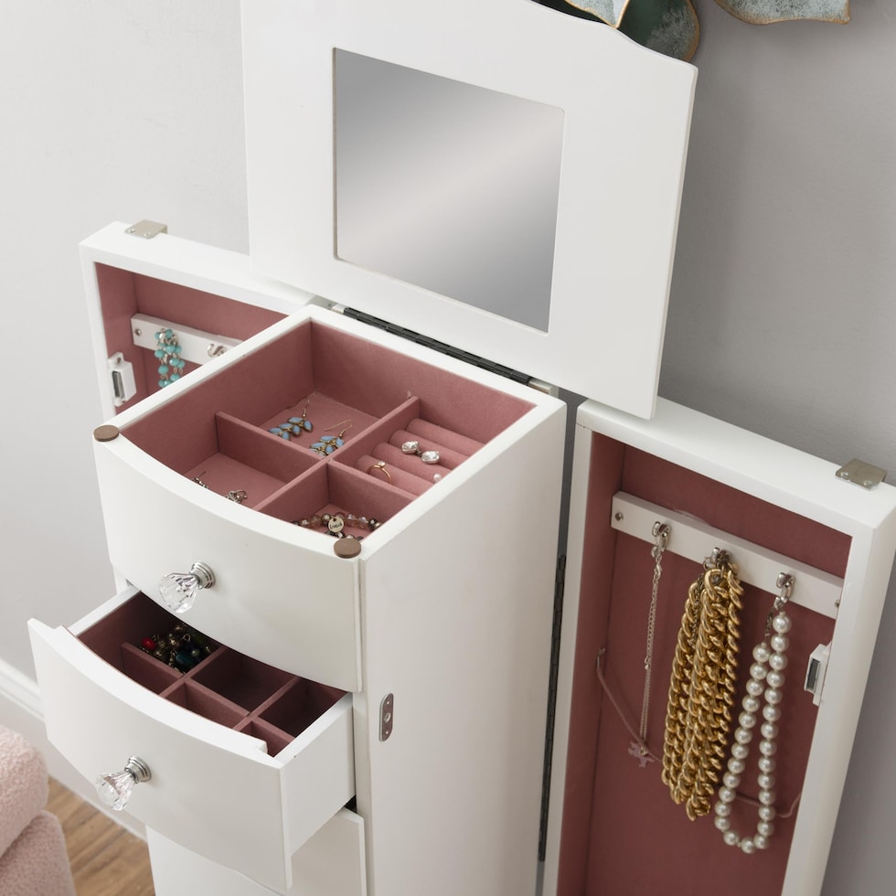 hallie white jewelry armoire   