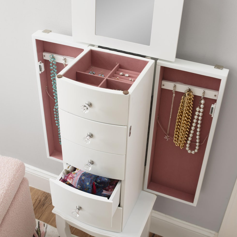 hallie white jewelry armoire   