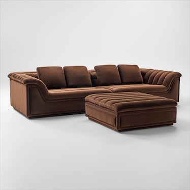 Hammock 2-Piece Media Sofa and Ottoman - Brown