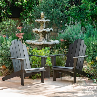 Hampton Beach Set of 2 Outdoor Adirondack Chairs - Black