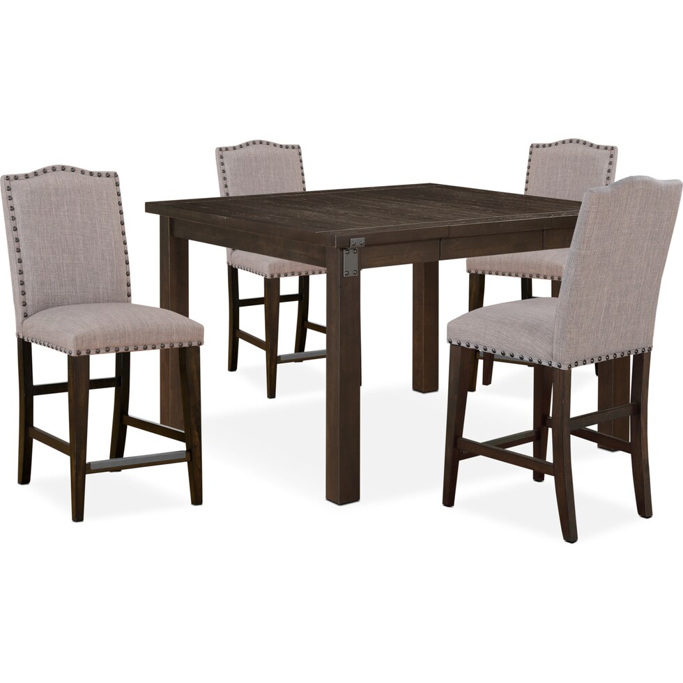 hampton dining dark brown  pc counter height dining room   