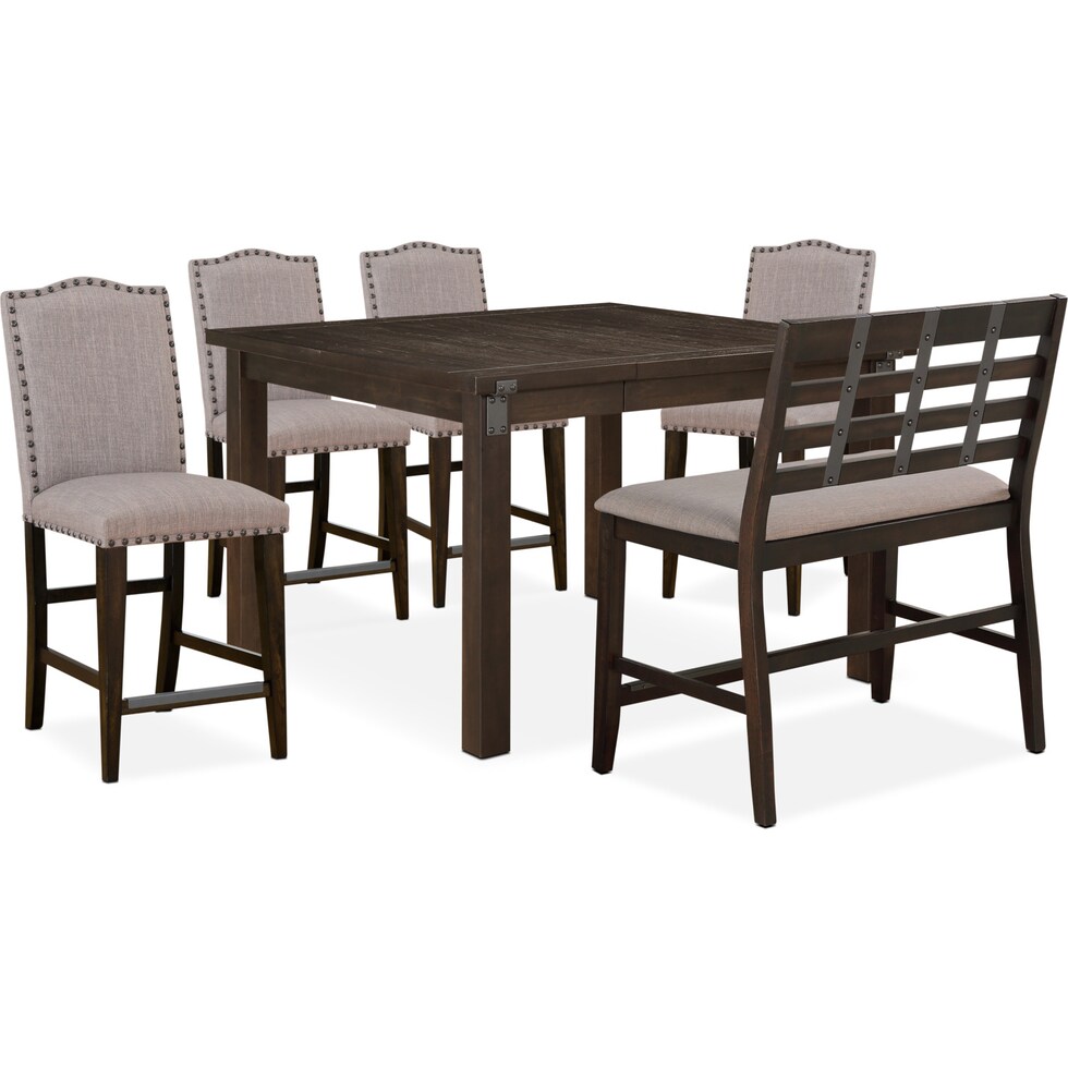 hampton dining dark brown  pc counter height dining room   