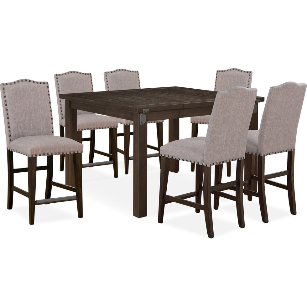 hampton dining dark brown  pc counter height dining room   